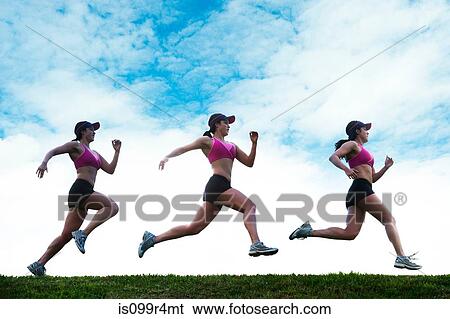 Composite multiple image of young woman running View Large Photo Image Stock Photograph - Composite multiple image of young woman running. Fotosearch