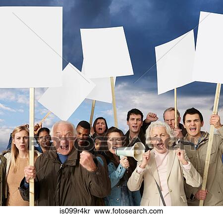Group of angry protesters holding blank banners View Large Photo Image Stock Photography - Group of angry protesters holding blank banners. Fotosearch