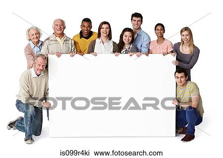 Group of people holding blank notice board View Large Photo Image Stock Image - Group of people holding blank notice board. Fotosearch
