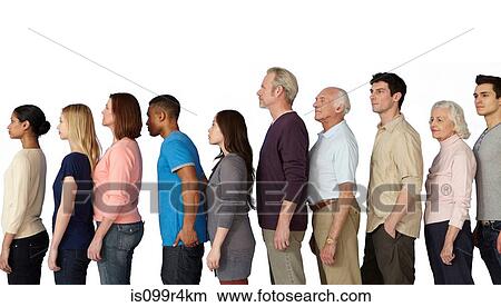 Group of people in a line, side view View Large Photo Image Picture - Group of people in a line, side view. Fotosearch