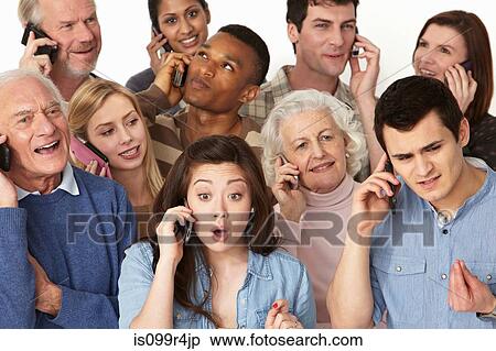 Group of people on cell phones View Large Photo Image Stock Photography - Group of people on cell phones. Fotosearch