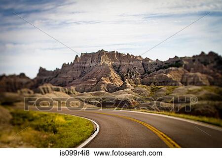 Highway in Badlands National Park, South Dakota, USA View Large Photo Image Stock Photo - Highway in Badlands National Park, South Dakota, USA. Fotosearch