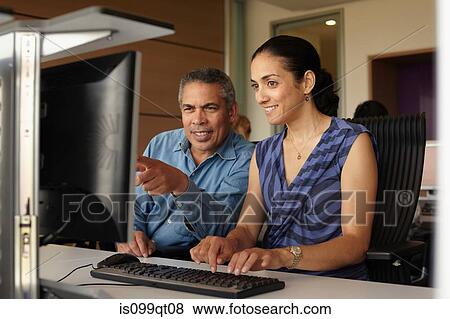 Mature students in computer class View Large Photo Image Stock Photo - Mature students in computer class. Fotosearch