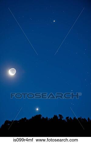 Moon and stars in the sky View Large Photo Image Stock Image - Moon and stars in the sky. Fotosearch
