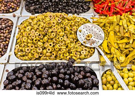Stock Image - Olives at market, Houmt Souk, Djerba, Tunisia. Fotosearch