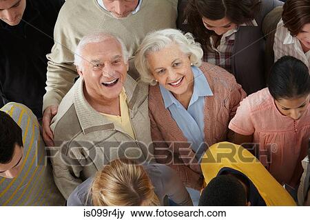 Portrait of group of people looking at camera, high angle View Large Photo Image Stock Photo - Portrait of group of people looking at camera, high angle. Fotosearch