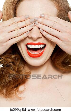 Woman covering eyes with hands View Large Photo Image Stock Image - Woman covering eyes with hands. Fotosearch