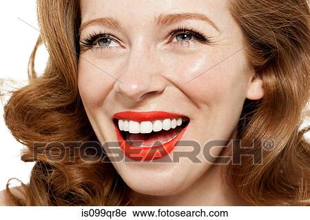 Woman wearing red lipstick View Large Photo Image Stock Image - Woman wearing red lipstick. Fotosearch