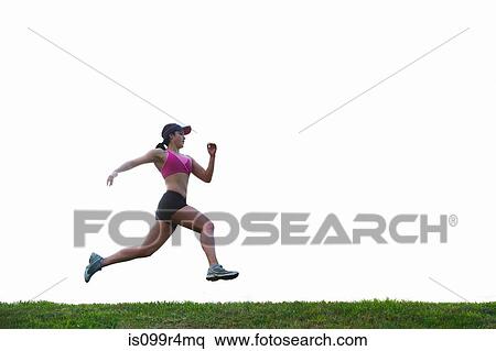Stock Photography - Young woman running. Fotosearch