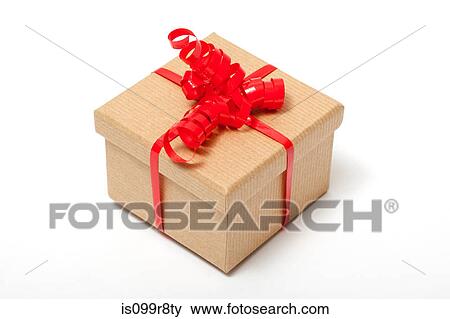 Gift box with red ribbon View Large Photo Image Stock Photo - Gift box with red ribbon. Fotosearch