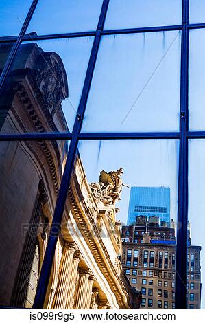 Grand Central Station reflected in window, New York City, USA View Large Photo Image Stock Photography - Grand Central Station reflected in window, New York City, USA. Fotosearch