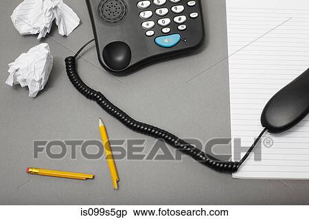 Landline office phone off the hook with pencil and paper, high angle View Large Photo Image Stock Photography - Landline office phone off the hook with pencil and paper, high angle. Fotosearch
