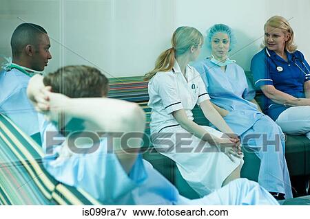 Medical staff in hospital staff room View Large Photo Image Stock Photo - Medical staff in hospital staff room. Fotosearch