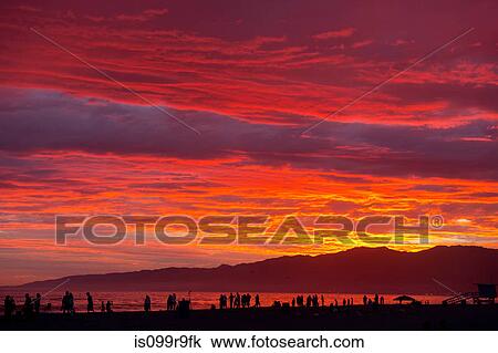 People on beach at sunset, santa monica, california, usa View Large Photo Image Stock Image - People on beach at sunset, santa monica, california, usa. Fotosearch