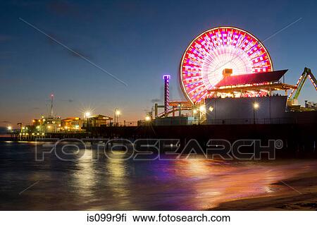 Santa monica pier at night, california, usa View Large Photo Image Stock Image - Santa monica pier at night, california, usa. Fotosearch