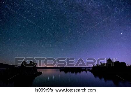 Stock Photograph - Starry sky at night, mono lake, california, usa. Fotosearch