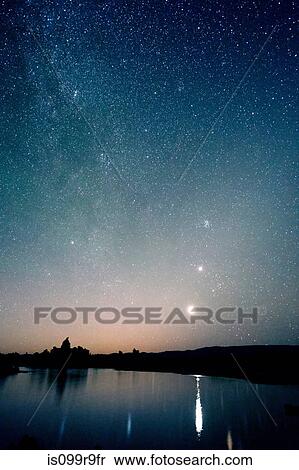 Stock Photography - Starry sky at night, mono lake, california, usa. Fotosearch