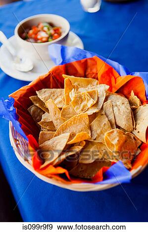 Stock Photo - Tortilla chips and salsa. Fotosearch