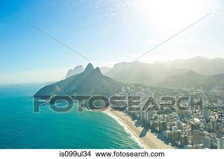 Aerial view of Ipanema Beach and Morro Dois Irmaos, Rio de Janeiro, Brazil View Large Photo Image Picture - Aerial view of Ipanema Beach and Morro Dois Irmaos, Rio de Janeiro, Brazil. Fotosearch