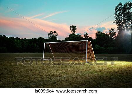 Empty goal on soccer pitch View Large Photo Image Picture - Empty goal on soccer pitch. Fotosearch