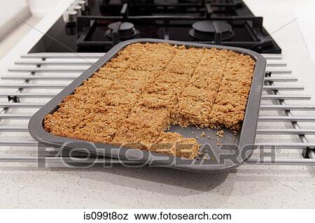 Stock Photo - Flapjacks in a tray. Fotosearch