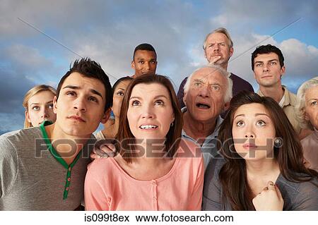 Group of people looking up View Large Photo Image Stock Photo - Group of people looking up. Fotosearch