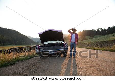 Man and car with hood up View Large Photo Image Stock Photo - Man and car with hood up. Fotosearch