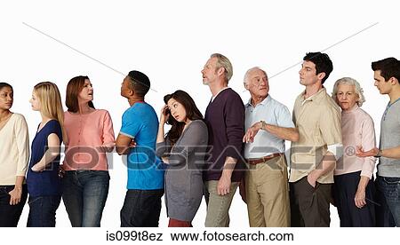 People in a queue, becoming impatient View Large Photo Image Stock Photo - People in a queue, becoming impatient. Fotosearch