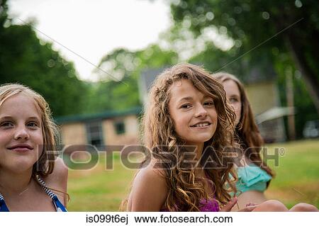 Stock Image - Portrait of girls. Fotosearch