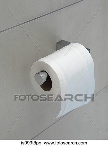 Toilet roll on holder View Large Photo Image Picture - Toilet roll on holder. Fotosearch
