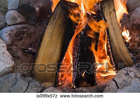 Stock Photo - Camp fire close up. Fotosearch