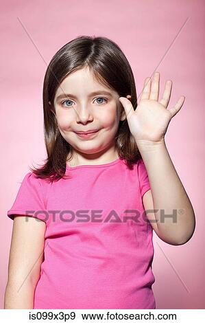Stock Photo - Girl waving. Fotosearch