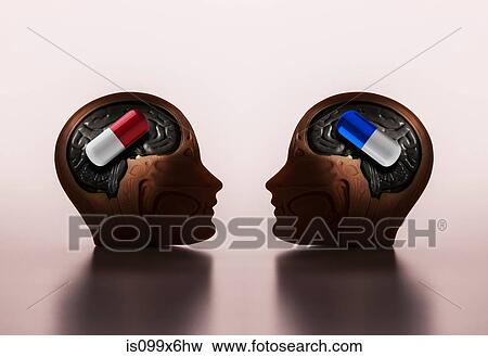 Pills in model heads View Large Photo Image Stock Photo - Pills in model heads. Fotosearch