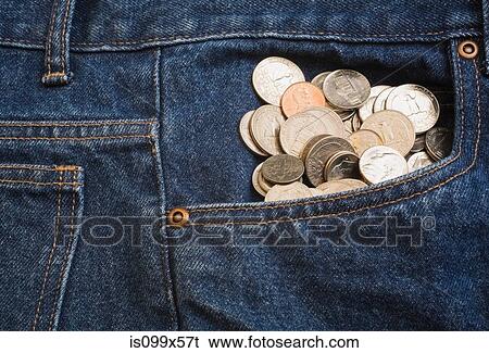 Us coins in jeans pocket View Large Photo Image Stock Photograph - Us coins in jeans pocket. Fotosearch