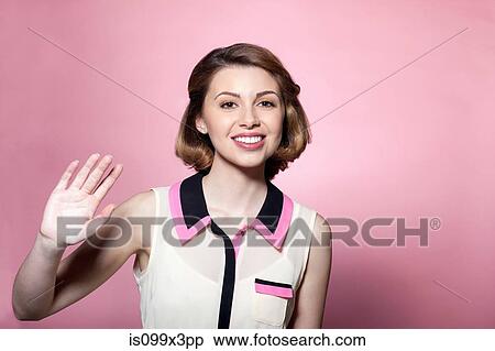 Woman waving View Large Photo Image Stock Photography - Woman waving. Fotosearch
