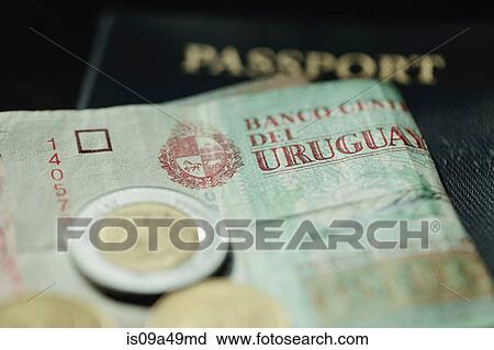 Stock Image - Close up of Uruguayan currency. Fotosearch