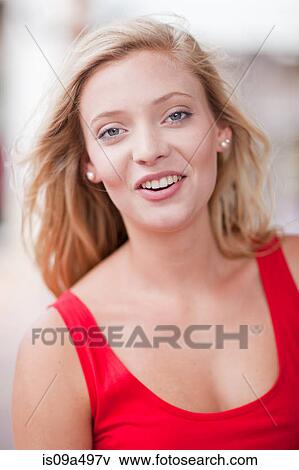 Stock Photo - Close up of woman talking. Fotosearch