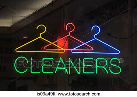 Neon sign reading 'cleaners' in window View Large Photo Image Stock Photograph - Neon sign reading 'cleaners' in window. Fotosearch