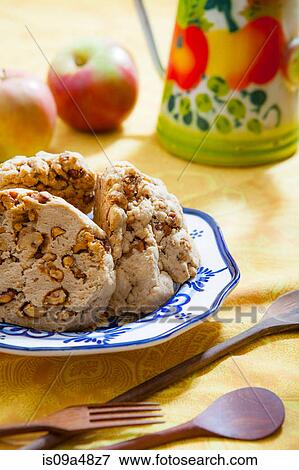 Stock Photo - Plate of nut cookies on table. Fotosearch