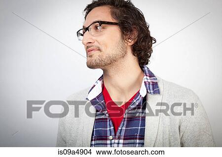 Picture - Smiling man wearing glasses. Fotosearch