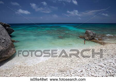 Stock Photograph - Waves washing up on tropical beach. Fotosearch
