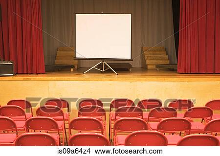 Picture - Blank screen in empty auditorium. Fotosearch