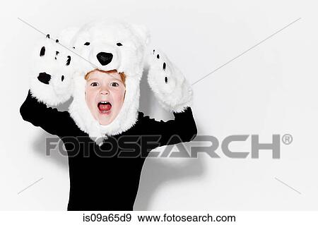 Boy wearing bear head and claws View Large Photo Image Stock Photo - Boy wearing bear head and claws. Fotosearch