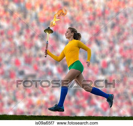 Brazilian runner carrying Olympic torch View Large Photo Image Stock Photo - Brazilian runner carrying Olympic torch. Fotosearch