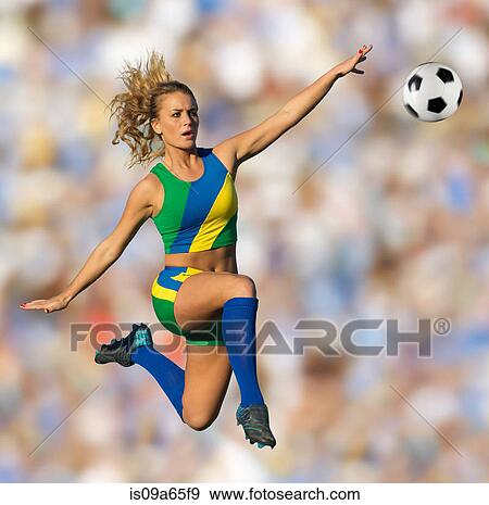 Brazilian soccer player in mid-air View Large Photo Image Stock Photo - Brazilian soccer player in mid-air. Fotosearch