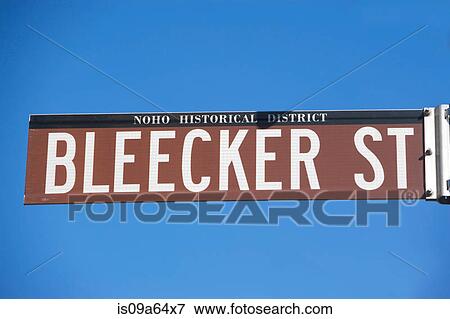 Close up of Bleecker St sign View Large Photo Image Stock Photo - Close up of Bleecker St sign. Fotosearch