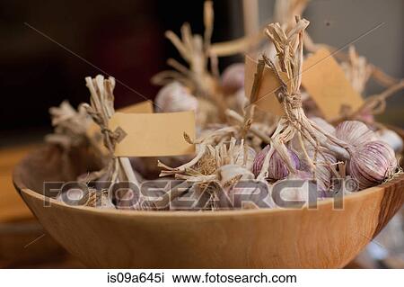 Close up of bowl of garlic View Large Photo Image Stock Image - Close up of bowl of garlic. Fotosearch