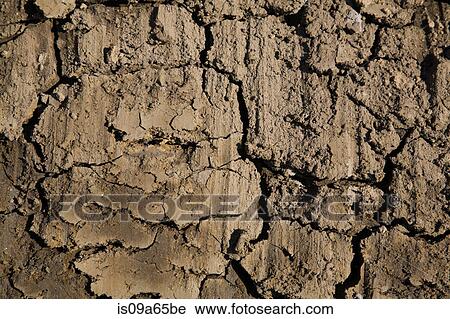 Stock Image - Close up of cracked dry mud. Fotosearch