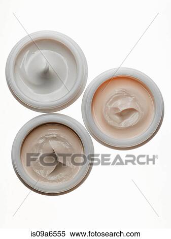 Close up of jars of various lotions View Large Photo Image Stock Photography - Close up of jars of various lotions. Fotosearch