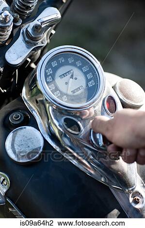 Stock Image - Close up of motorcycle speedometer. Fotosearch